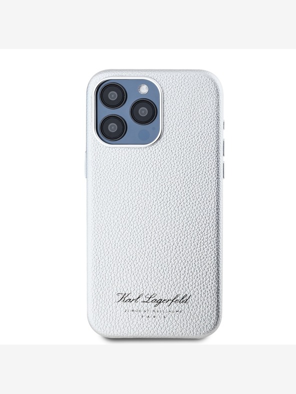 Karl Lagerfeld Zrnati PU Hotel RSG stražnji poklopac za iPhone 15 Pro Max sivi Karl Lagerfeld