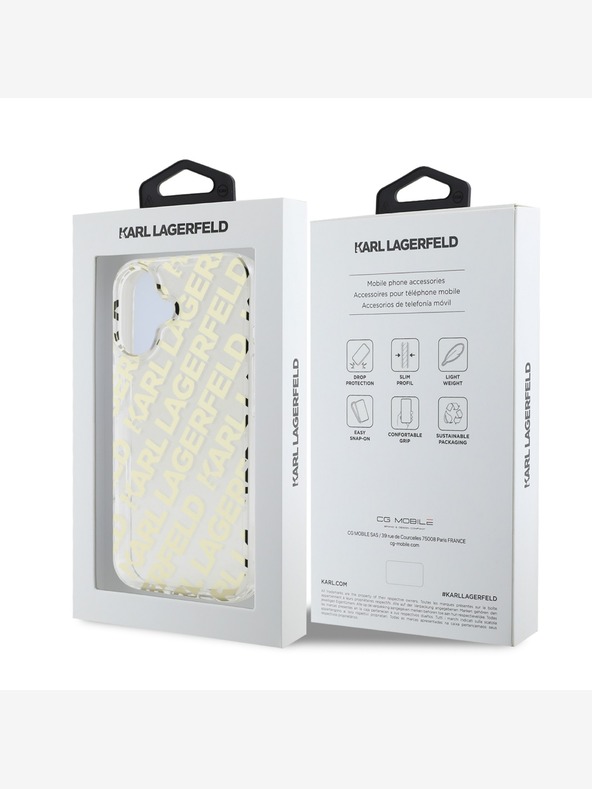 Karl Lagerfeld Karl Lagerfeld IML galvanizirana stražnja maska ​​s ponovljenim logotipom za iPhone 16 zlatna