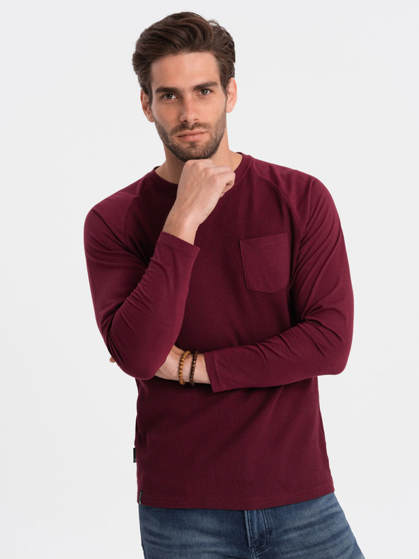Ombre Clothing Wine muška osnovna majica s džepom Ombre Odjeća