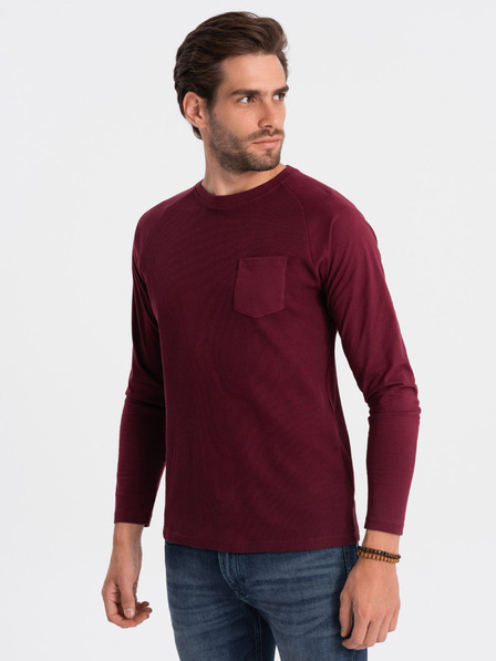 Ombre Clothing Wine muška osnovna majica s džepom Ombre Odjeća