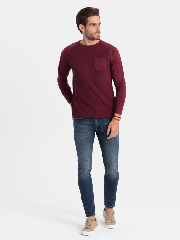 Ombre Clothing Wine muška osnovna majica s džepom Ombre Odjeća