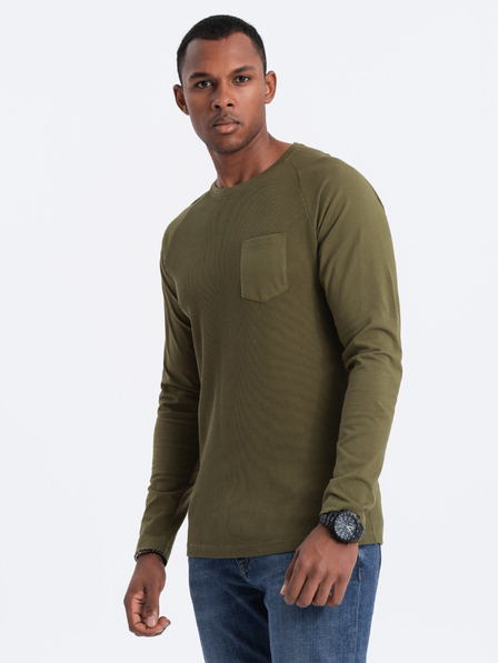 Ombre Clothing Kaki muška osnovna majica s džepom Ombre Odjeća