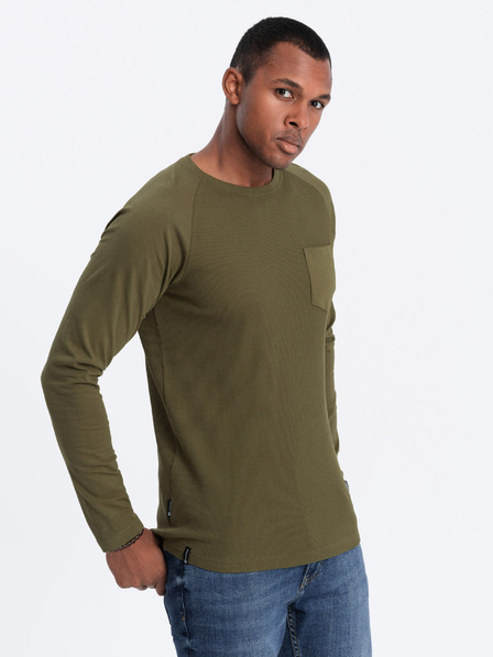 Ombre Clothing Kaki muška osnovna majica s džepom Ombre Odjeća