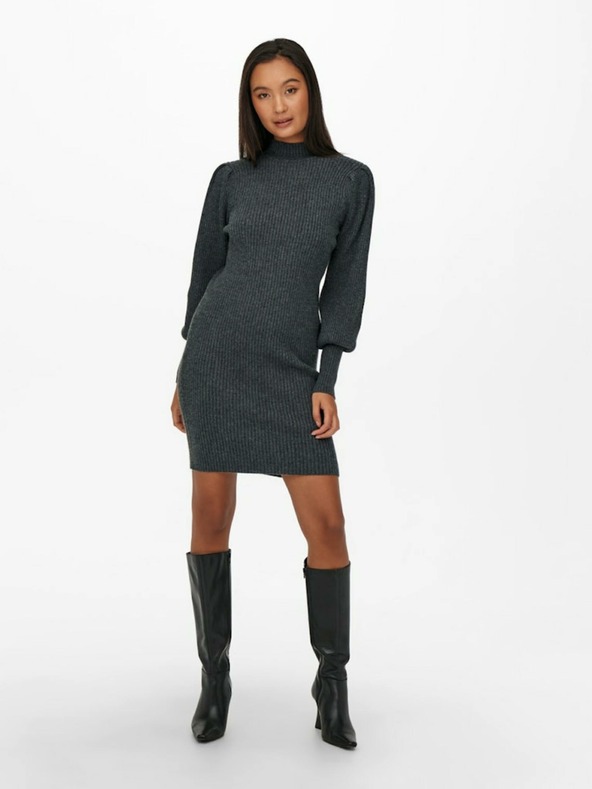 ONLY Tamno siva rebrasta džemper haljina ONLY Katia