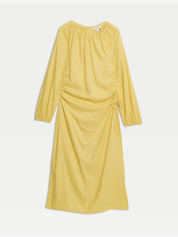 Marks & Spencer Lepršava midi haljina s visokim udjelom lana i ukrasnim detaljima sa strane Marks & Spencer zlatna