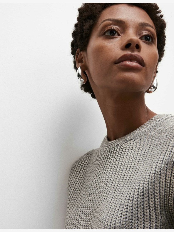 Marks & Spencer Marks & Spencer srebrni rebrasti metalik džemper s okruglim izrezom