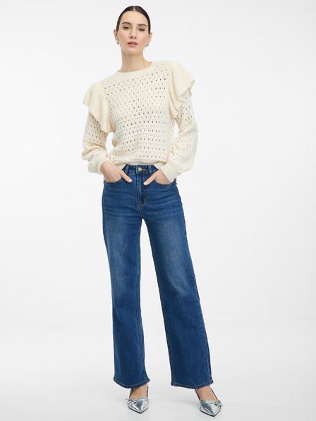 Orsay Krem ženski pulover s volanima ORSAY