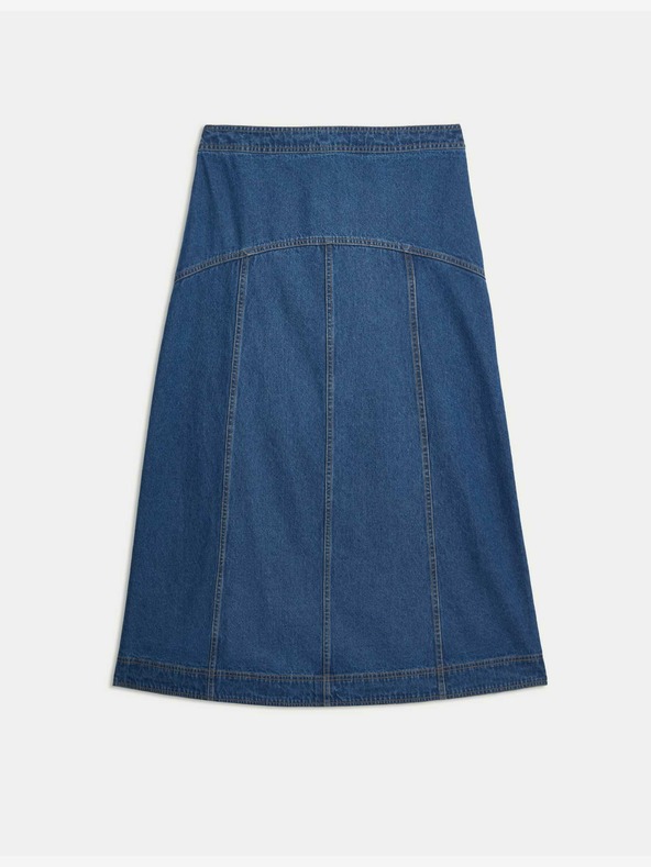 Marks & Spencer Marks & Spencer tamnoplava traper midi suknja s ukrasnim šavovima