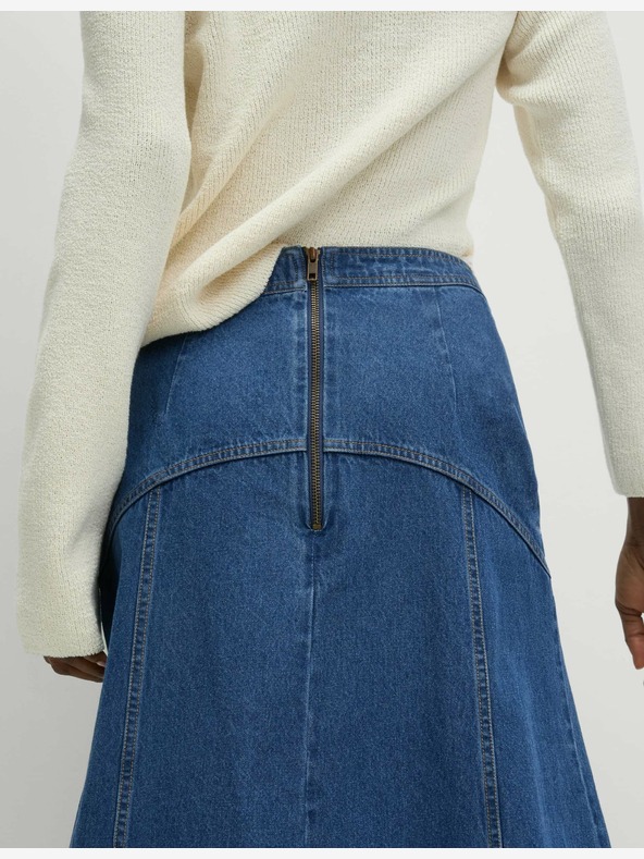 Marks & Spencer Marks & Spencer tamnoplava traper midi suknja s ukrasnim šavovima