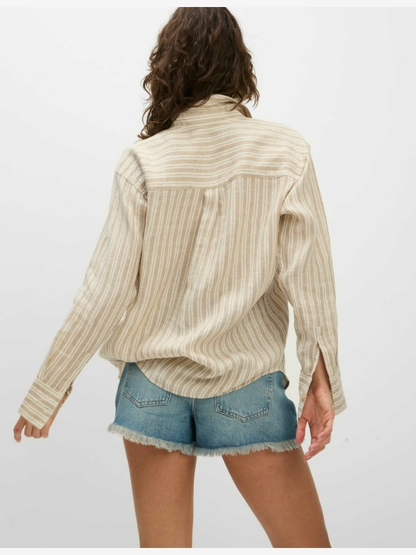 Marks & Spencer Prevelika košulja u djevojačkom stilu s ovratnikom, od čistog lana, Marks & Spencer bež