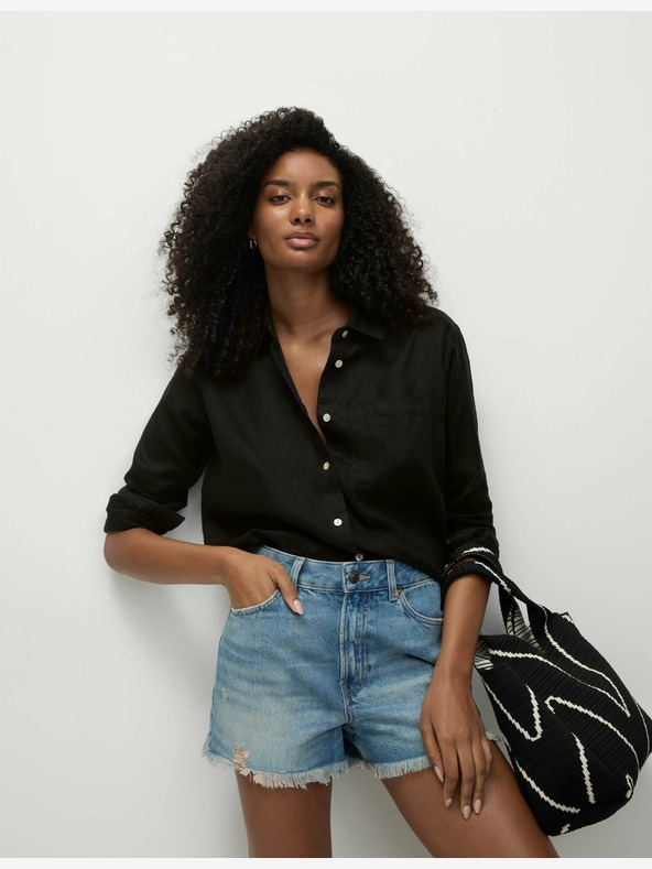 Marks & Spencer Prevelika košulja u Girlfriend stilu s ovratnikom, u crnoj Marks & Spencer čistoj lanenoj boji