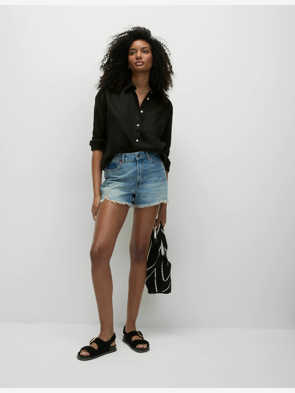 Marks & Spencer Prevelika košulja u Girlfriend stilu s ovratnikom, u crnoj Marks & Spencer čistoj lanenoj boji