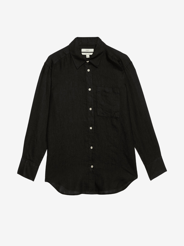 Marks & Spencer Prevelika košulja u Girlfriend stilu s ovratnikom, u crnoj Marks & Spencer čistoj lanenoj boji