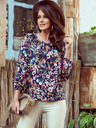 numoco Tamnoplava ženska cvjetna bluza s Numoco tkanjem