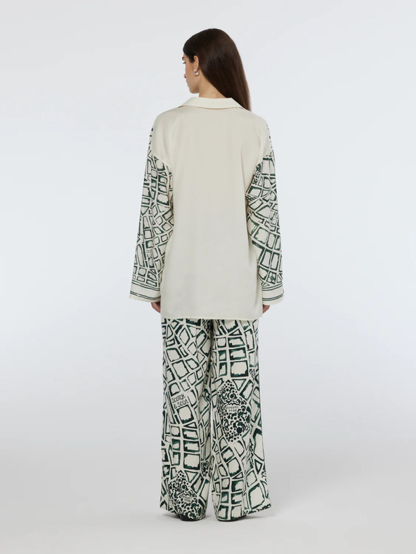 Scotch & Soda Scotch & Soda ženske široke hlače s zelenim i krem ​​uzorkom