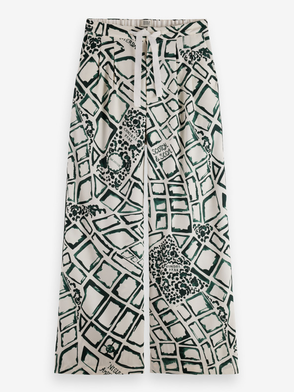 Scotch & Soda Scotch & Soda ženske široke hlače s zelenim i krem ​​uzorkom