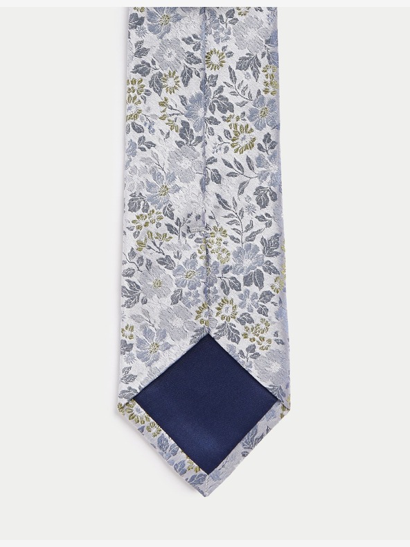Marks & Spencer Marks & Spencer plava 100% svilena cvjetna kravata