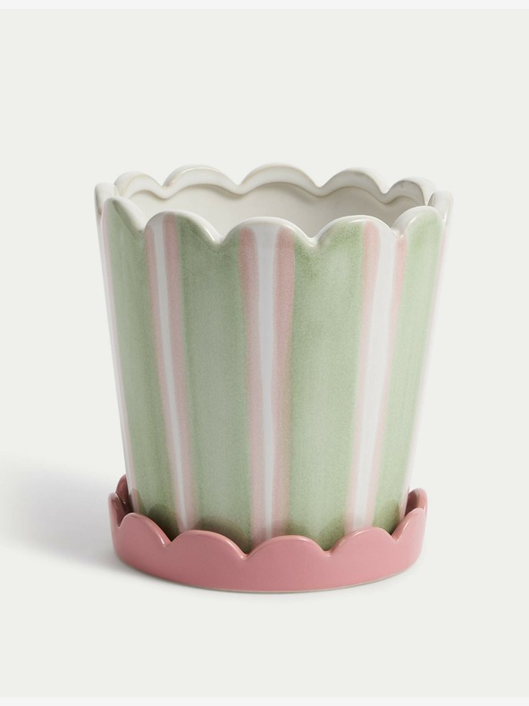 Marks & Spencer Marks & Spencer prugasta keramička žardinjera s raznobojnom posudom