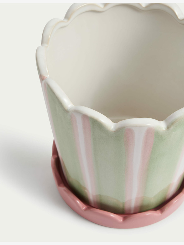 Marks & Spencer Marks & Spencer prugasta keramička žardinjera s raznobojnom posudom