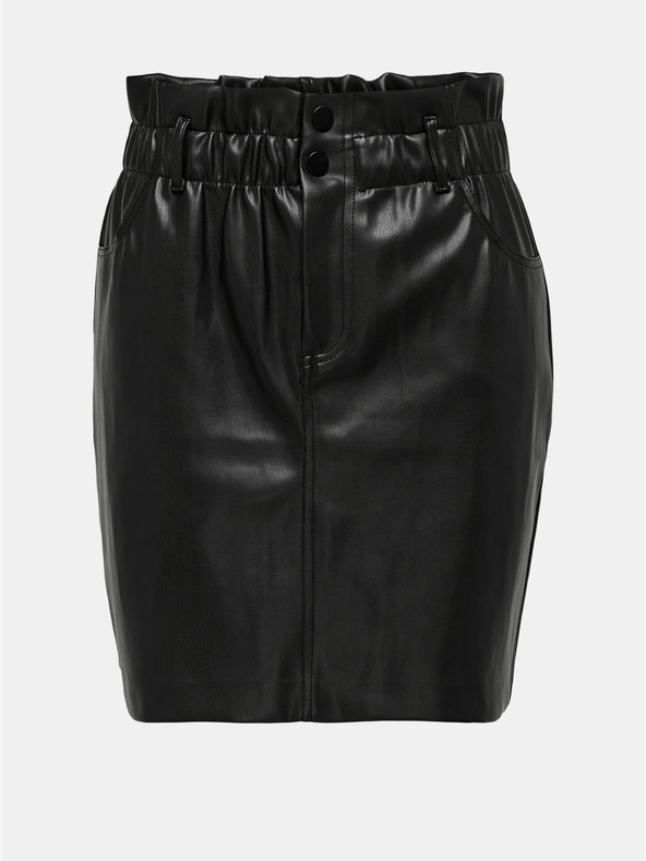 ONLY Crna ženska mini suknja od umjetne kože ONLY Maiya