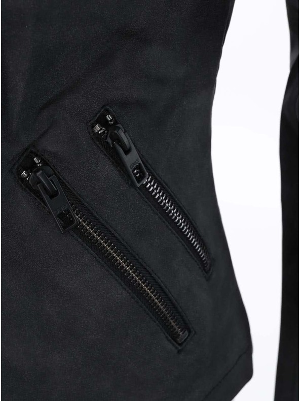 ONLY Crna kožna biciklistička jakna s džepovima SAMO Biker