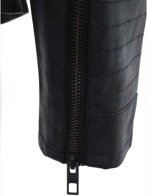 ONLY Crna kožna biciklistička jakna s džepovima SAMO Biker