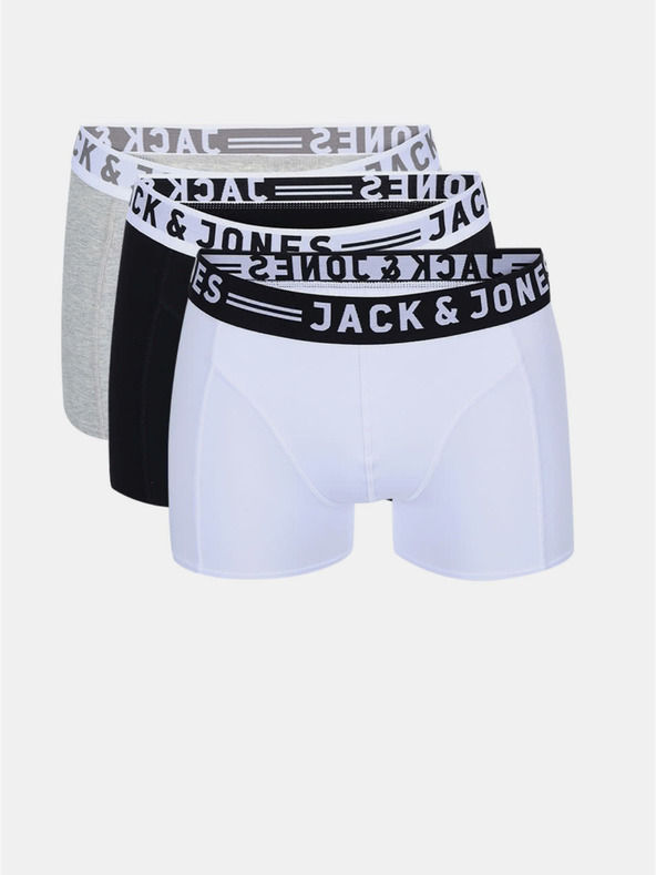 Jack & Jones Komplet od tri muške bokserice u bijeloj, crnoj i sivoj boji Jack & Jones Sense