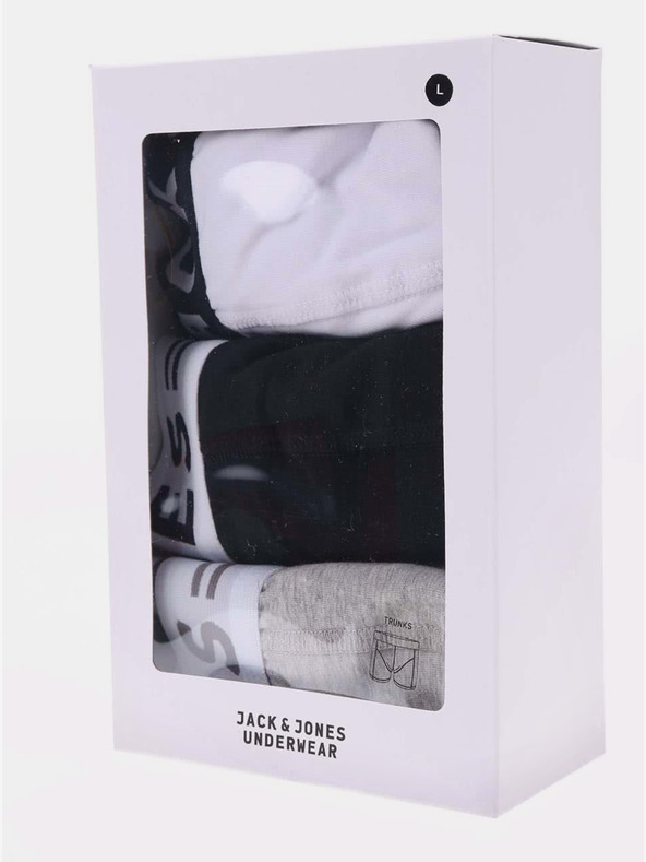 Jack & Jones Komplet od tri muške bokserice u bijeloj, crnoj i sivoj boji Jack & Jones Sense