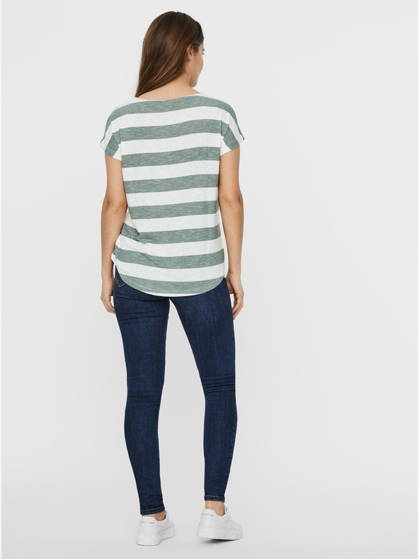 Vero Moda Zeleno-bijela majica na pruge VERO MODA Wide Stripe