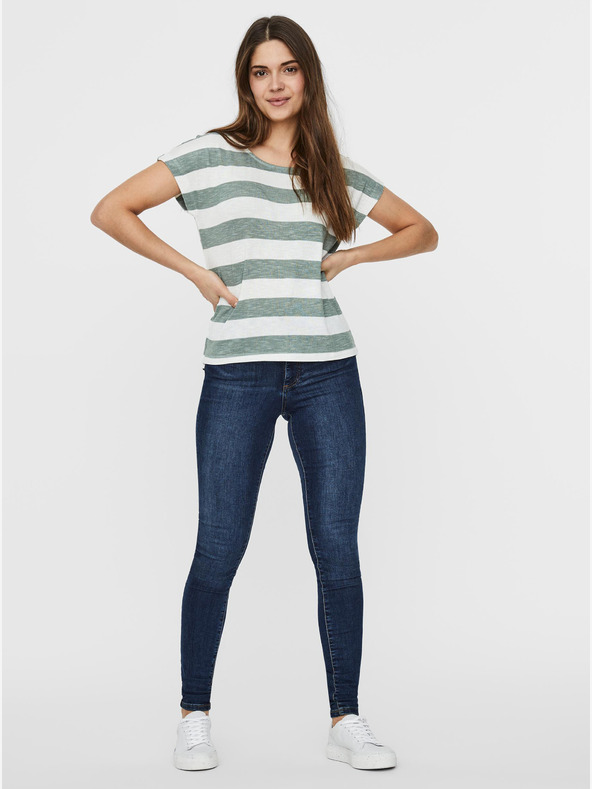 Vero Moda Zeleno-bijela majica na pruge VERO MODA Wide Stripe