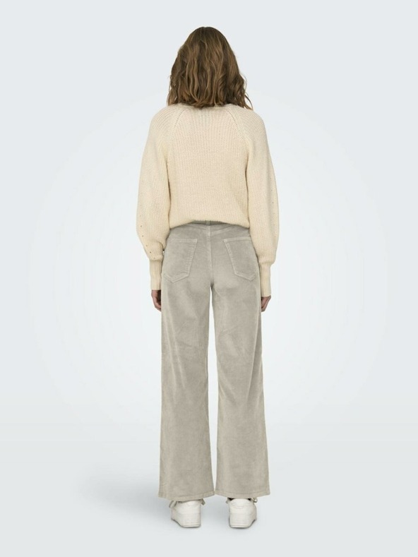 ONLY Bež ženske široke samtaste hlače ONLY Hope