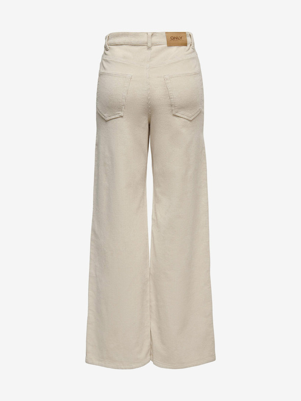 ONLY Bež ženske široke samtaste hlače ONLY Hope