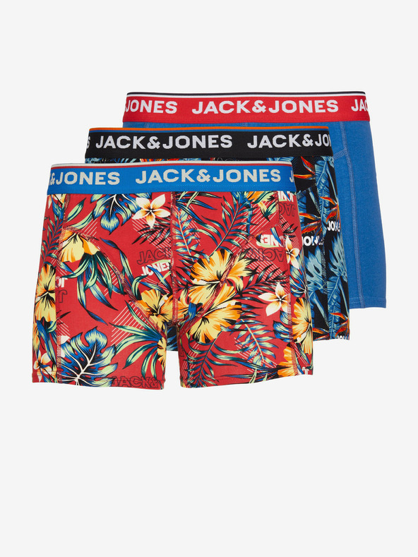 Jack & Jones Komplet od tri muške bokserice s uzorkom u crveno crnoj i plavoj boji Jack & Jones Azores