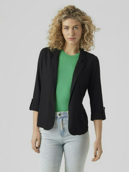 Vero Moda Crna ženska jakna sa dodatkom lana VERO MODA Jesmilo