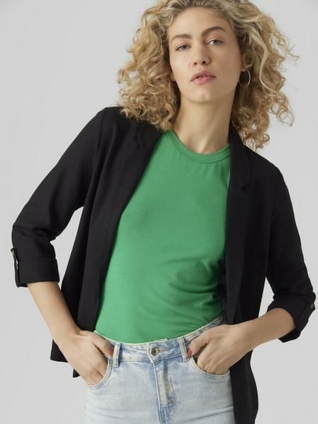 Vero Moda Crna ženska jakna sa dodatkom lana VERO MODA Jesmilo