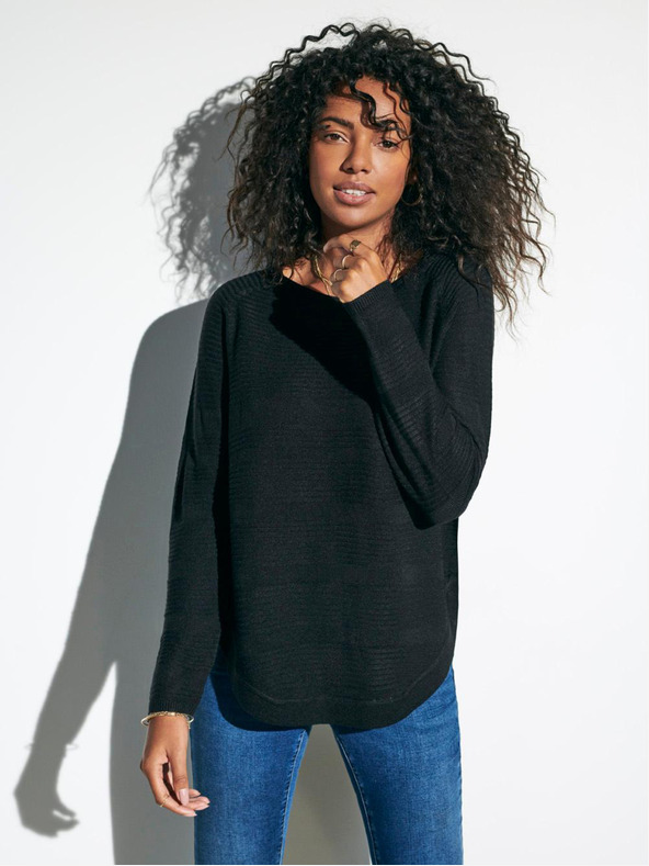 ONLY Crni rebrasti lagani džemper ONLY Caviar