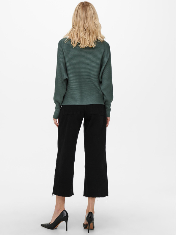 ONLY Tamno zeleni ženski rebrasti pulover ONLY Adaline