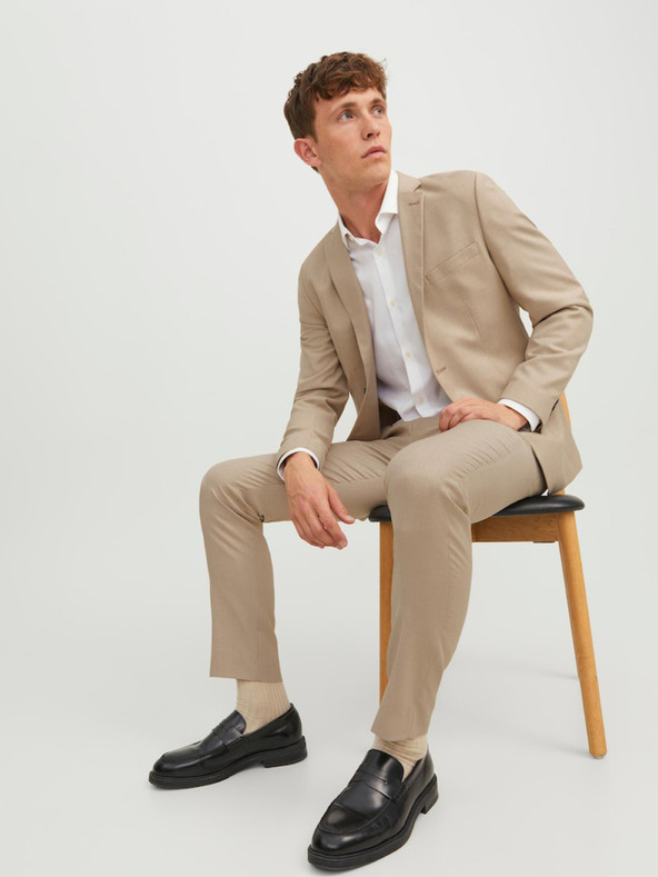 Jack & Jones Bež muške hlače s primjesom vune Jack & Jones Solaris