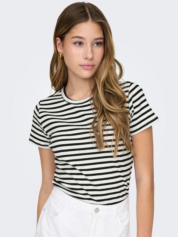 Jacqueline de Yong Crno-bijela ženska majica na pruge JDY Solar