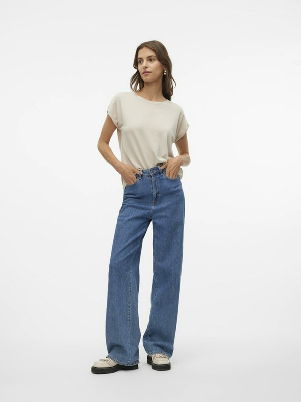 Vero Moda Bež ženska majica kratkih rukava Vero Moda Lava