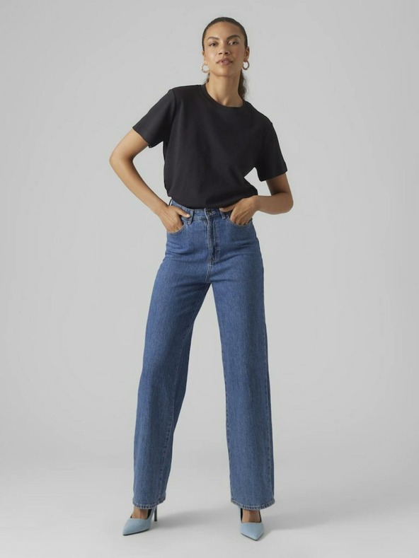 Vero Moda Crna ženska majica kratkih rukava Vero Moda Naima