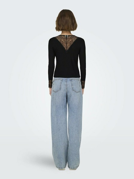 Jacqueline de Yong Crna ženska majica s čipkom JDY Roxy