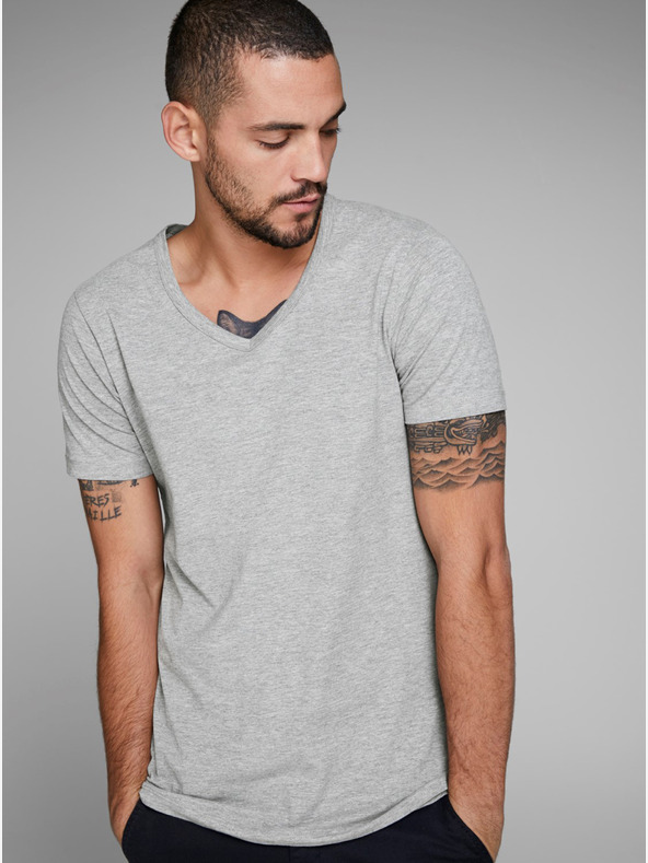 Jack & Jones Jack & Jones Basic svijetlo siva tigrasta osnovna majica