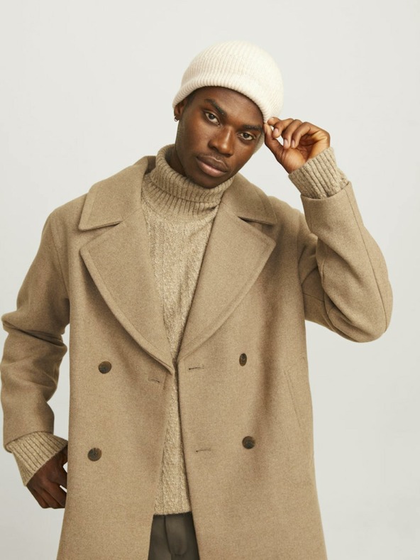 Jack & Jones Bež muška vunena kapa Jack & Jones Lump