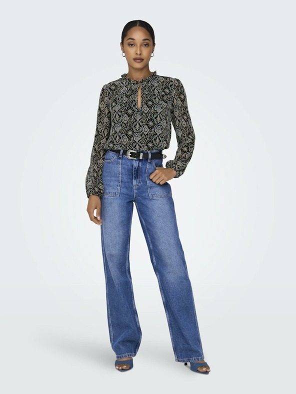 ONLY Bež-crna ženska bluza s uzorkom Ditsy ONLY