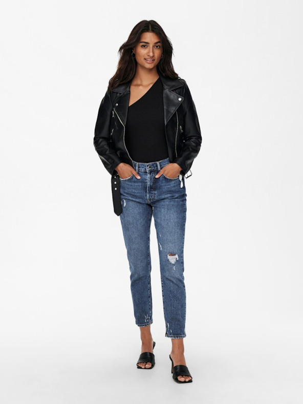 ONLY Crna ženska kožna jakna ONLY Vera