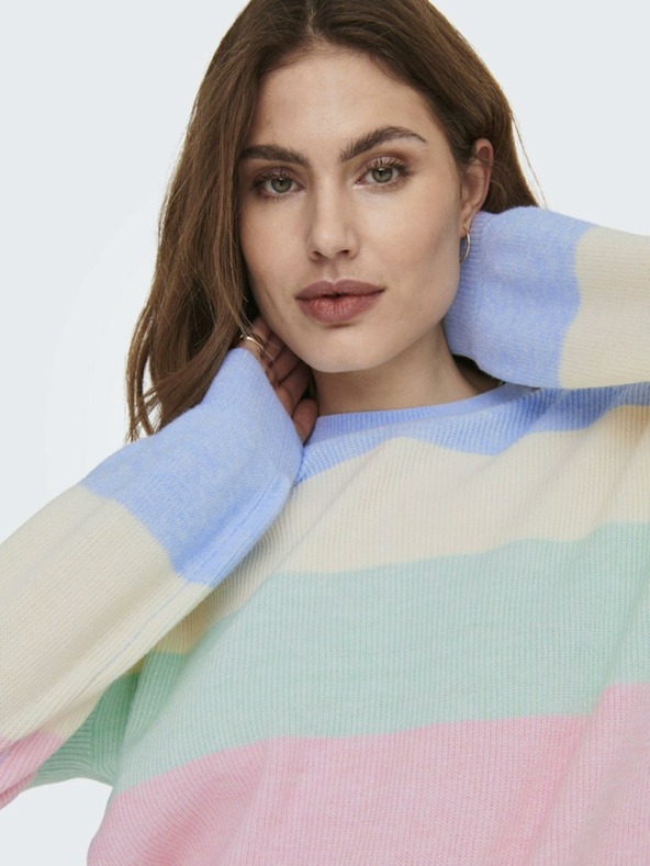 ONLY Pink-plavi ženski pulover na pruge SAMO