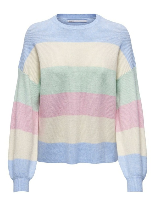 ONLY Pink-plavi ženski pulover na pruge SAMO