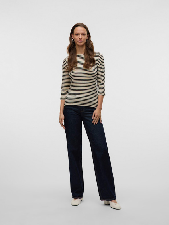 AWARE by VERO MODA Bež ženska majica na pruge AWARE by VERO MODA Fiona