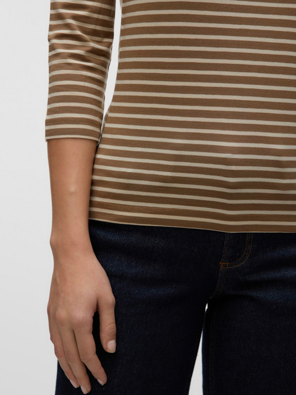 AWARE by VERO MODA Smeđa ženska majica na pruge AWARE by VERO MODA Fiona